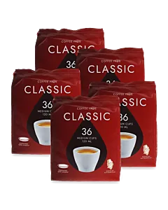 5 förpackningar med Kaffekapslen Classic Medium för Senseo